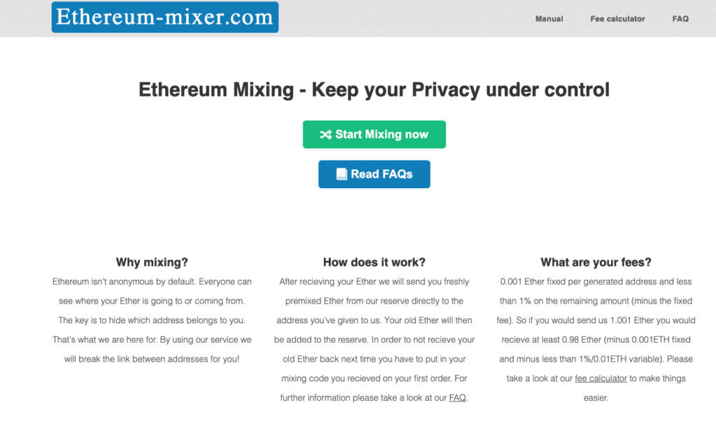 Ethereum mixer